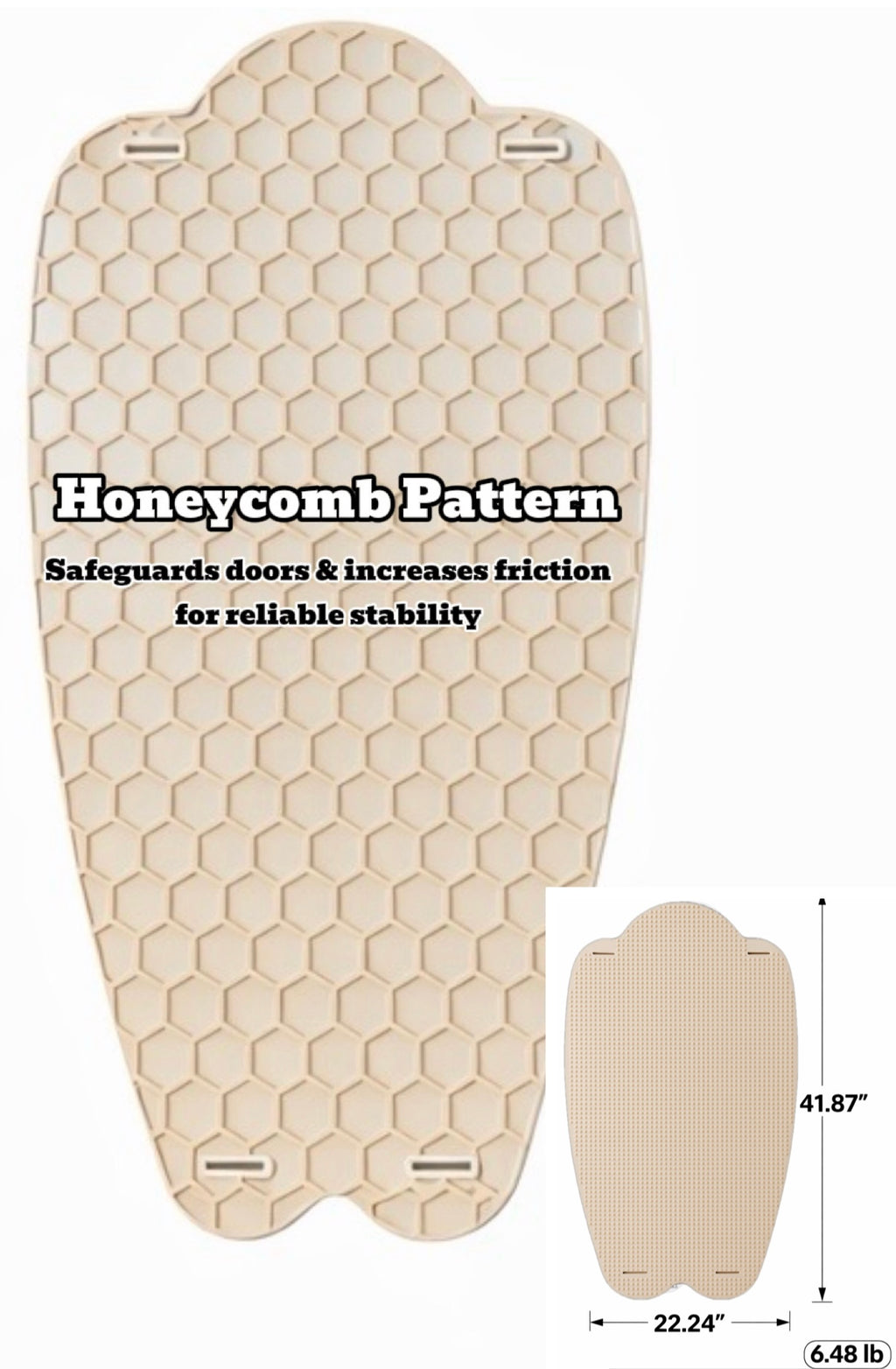 This is the back and front of the honey do with product specifications including width height an weight