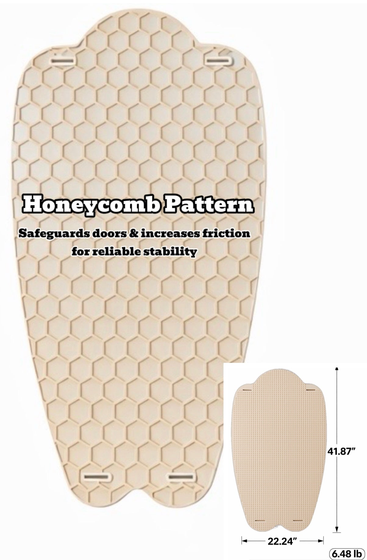 This is the back and front of the honey do with product specifications including width height an weight
