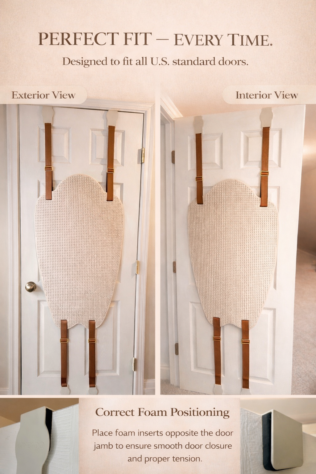 how to install the back scratcher. Exterior and interior view plus the correct way to install the foam pieces