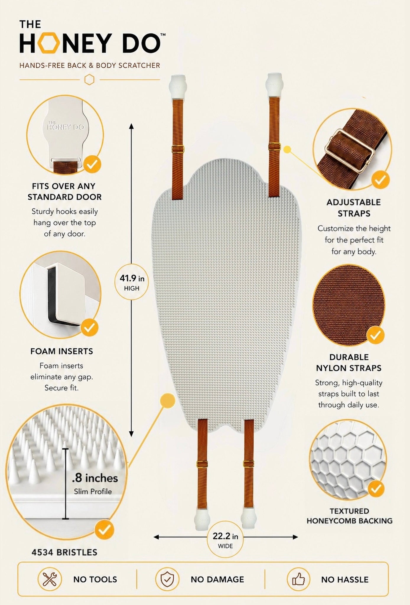 Product description of a Honey Do back and body scratcher with features highlighted.