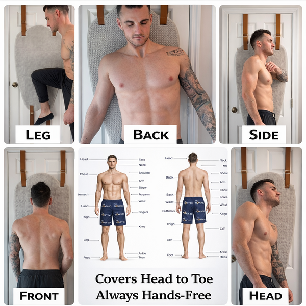 hands free back scratcher showing full body itch relief from head to toe including back legs arms and feet